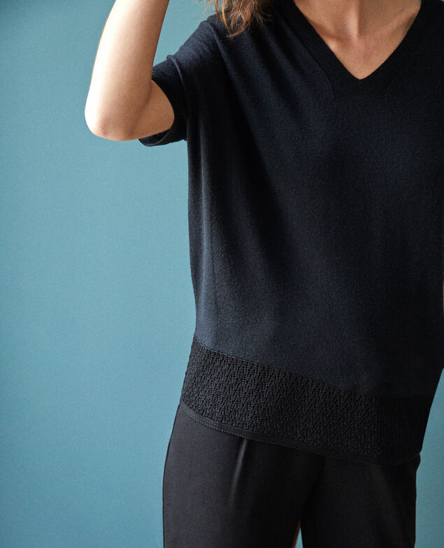 Zero-stitching short-sleeved knit Noir