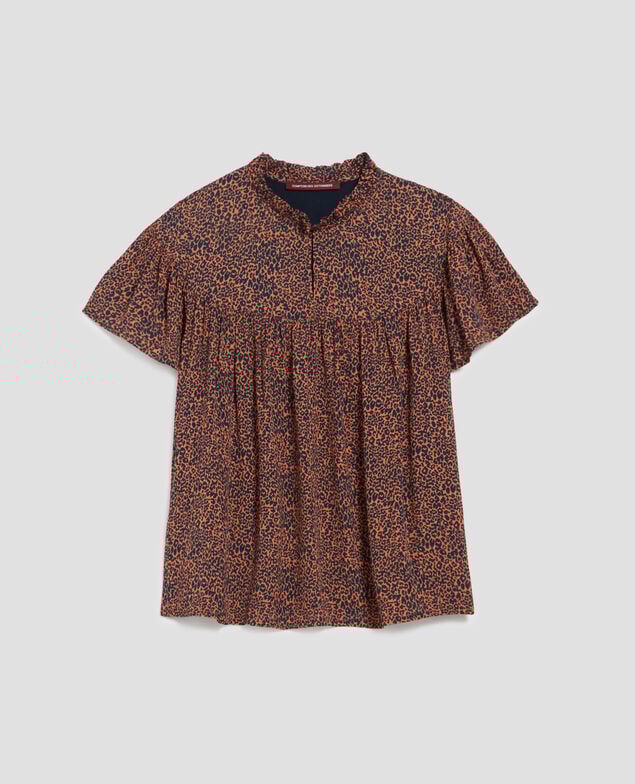 Short-sleeve Fluid blouse I480 leo brown