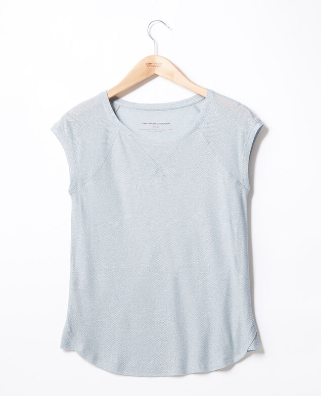 Iridescent T-shirt with linen Azur