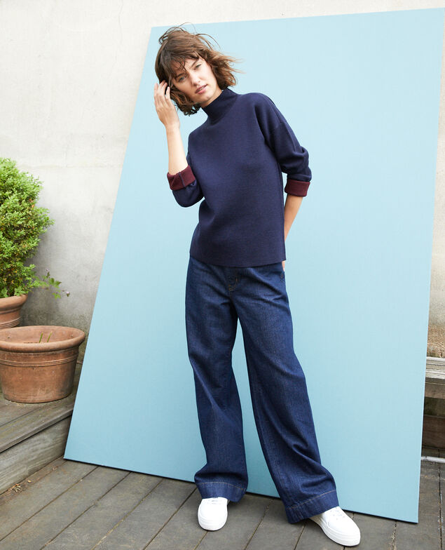 Double-sided merino wool jumper Blue