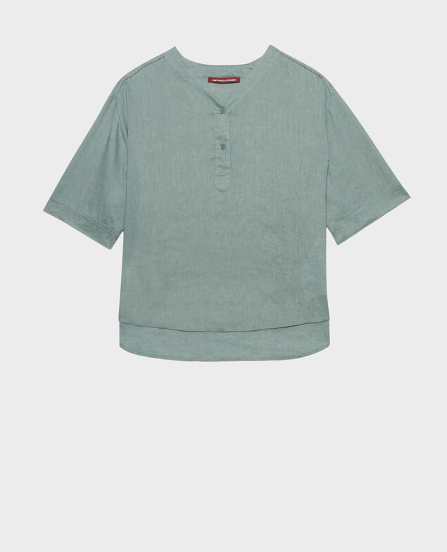 Loose linen tunic 0381 dark forest