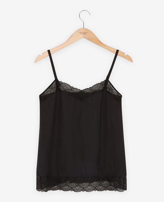 Nightie-style top with lace Noir