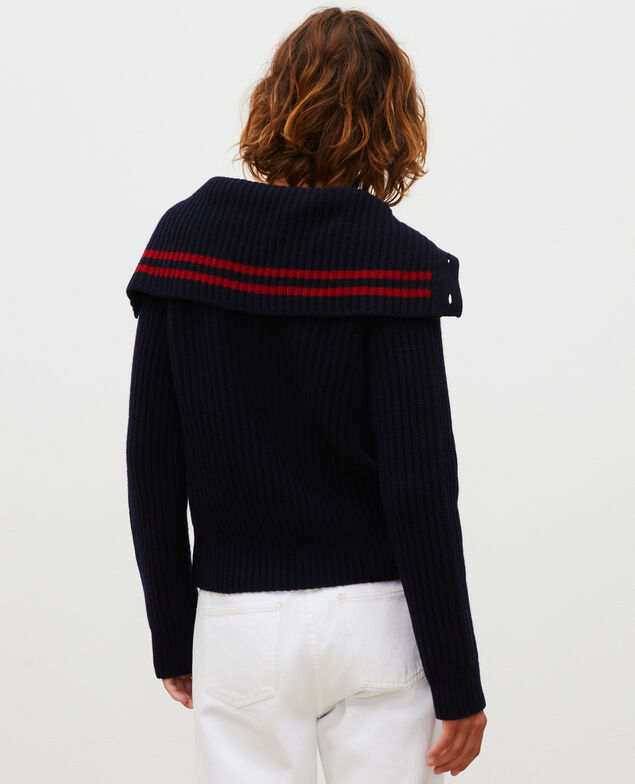 Wool half-neck jumper with a wide collar Night sky