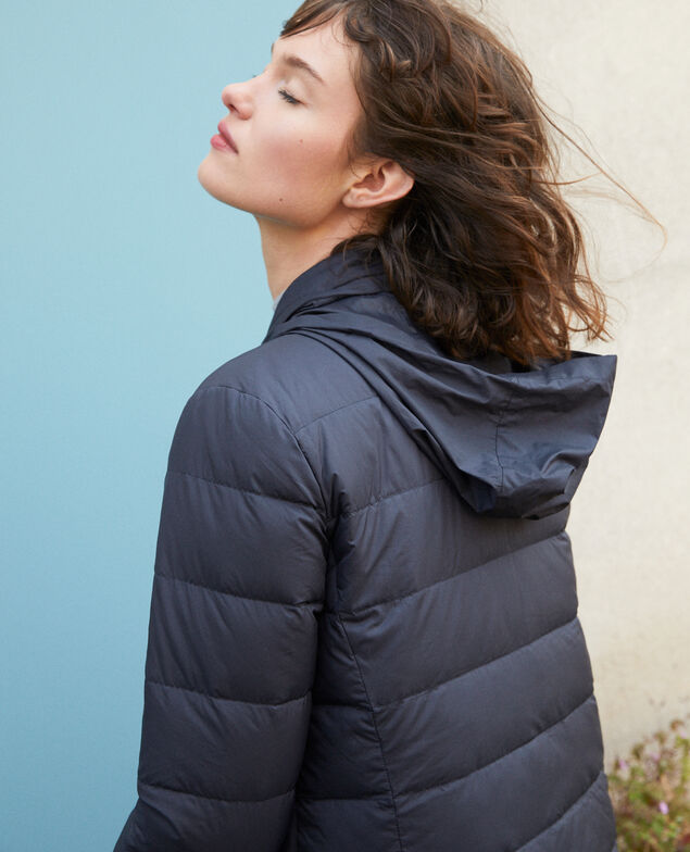 Reversible padded jacket with packable hood Navy/rose clay