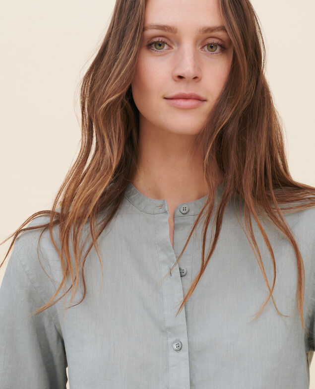 Collarless linen shirt 07 gray