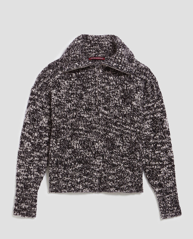 Half-zip jumper I099 boucle blk/white