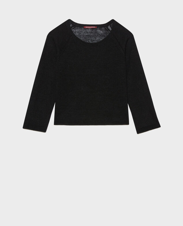 Round neck linen jumper 09 black