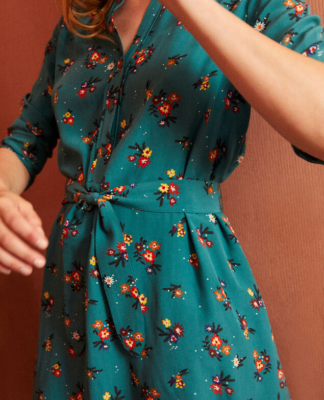Shirt dress with belt Bouquet mediteranea