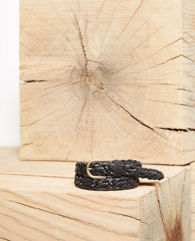 Braided leather belt Black