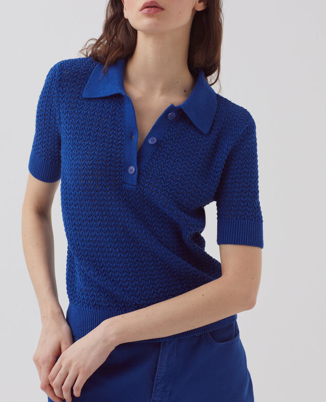 Short-sleeve polo jumper H652 wisteria