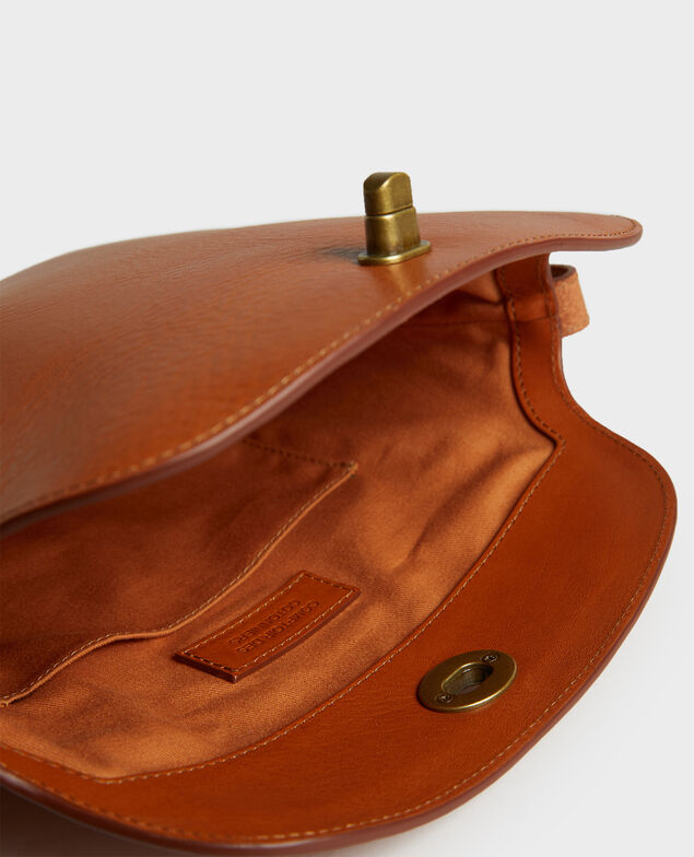  Leather handbag with short shoulder strap Camel