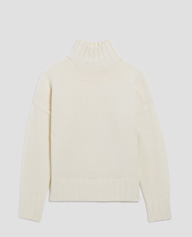 Wool polo neck jumper I010 glass green beige