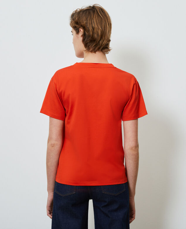 V-neck cotton t-shirt Spicy orange