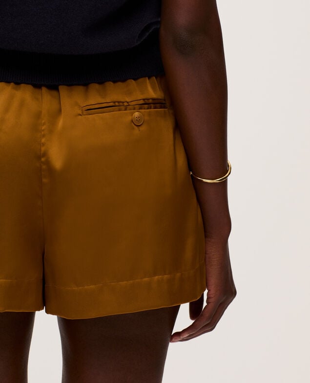 Loose silky shorts K340 bone brown