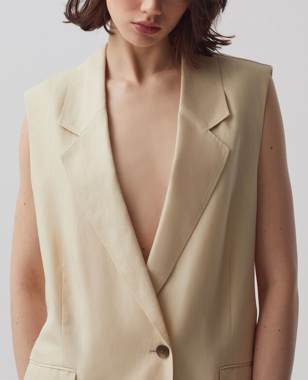 Sleeveless blazer H311 oyester gray