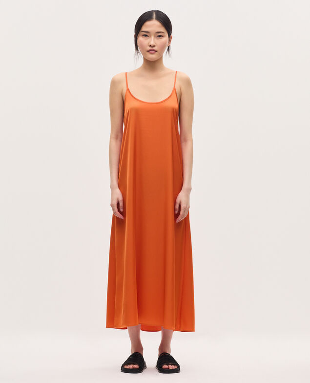 Silky maxi slip dress K240 apricot orange