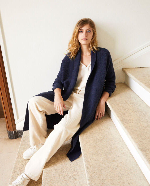 Rib knit long cardigan Odyssey gray