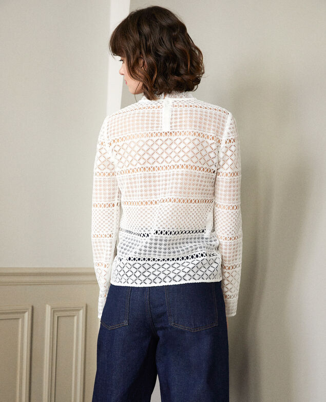 Openwork lace blouse White