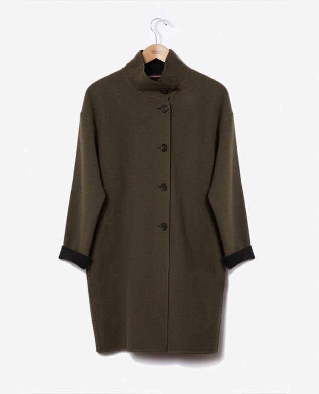 Coat with stand-up collar Olive night