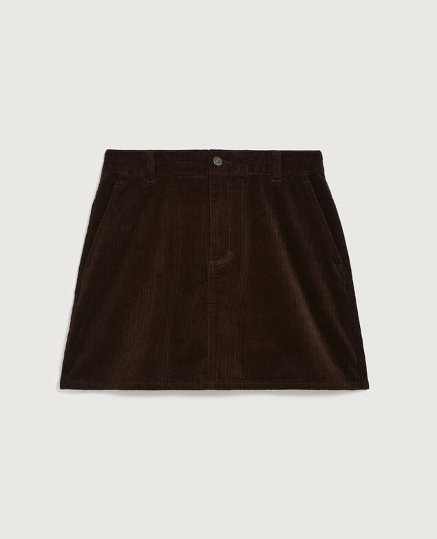 Corduroy mini skirt U380 dark brown