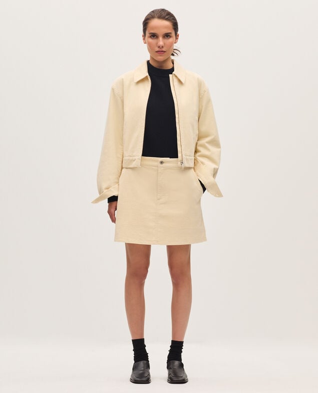 Corduroy mini skirt U010 off white