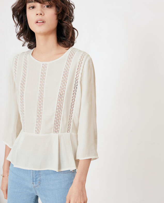 Peplum blouse with lace Off white