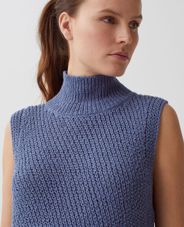 Sleeveless jumper I640 gray blue