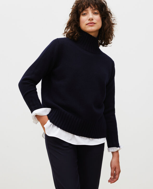 Chunky ribbed turtleneck jumper Night sky