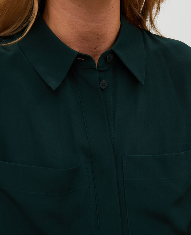 Loose long-sleeve silk shirt Scarab