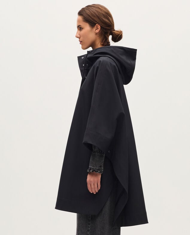Waterproof hooded poncho H091 black beauty