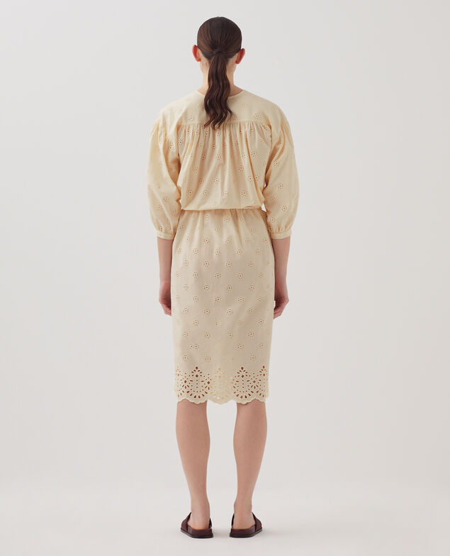 Cotton broderie anglaise midi dress I307 ecru