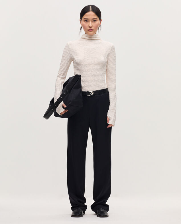 Textured high neck top K000 white