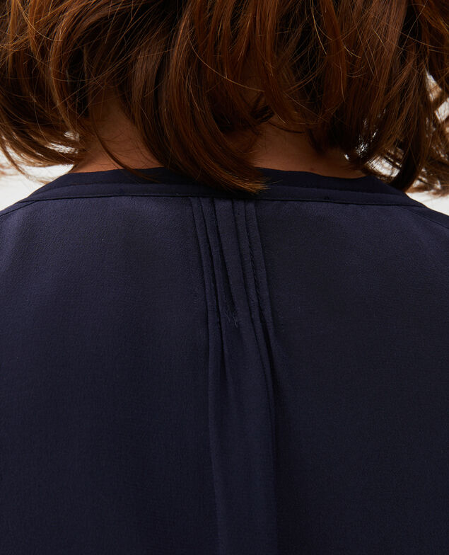 Loose long-sleeve silk shirt Night sky