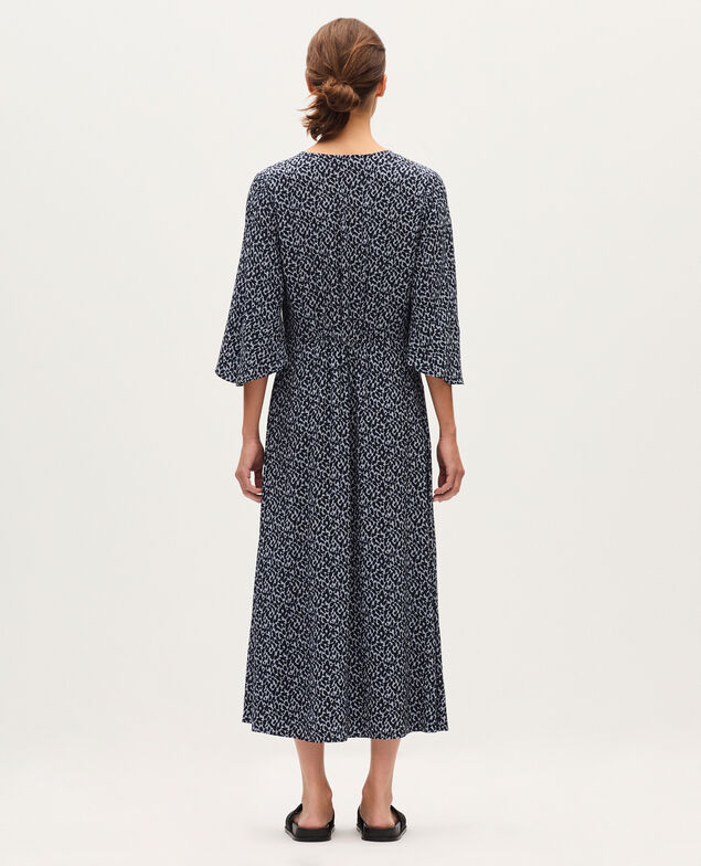 Silky midi dress K621 leo blue