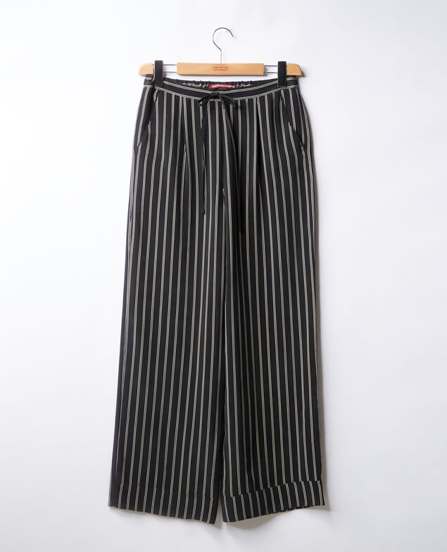 Loose flowing striped trousers Black/off white stripes