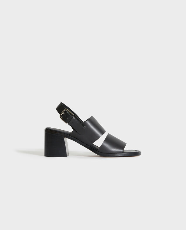 Leather heeled sandals 09 black