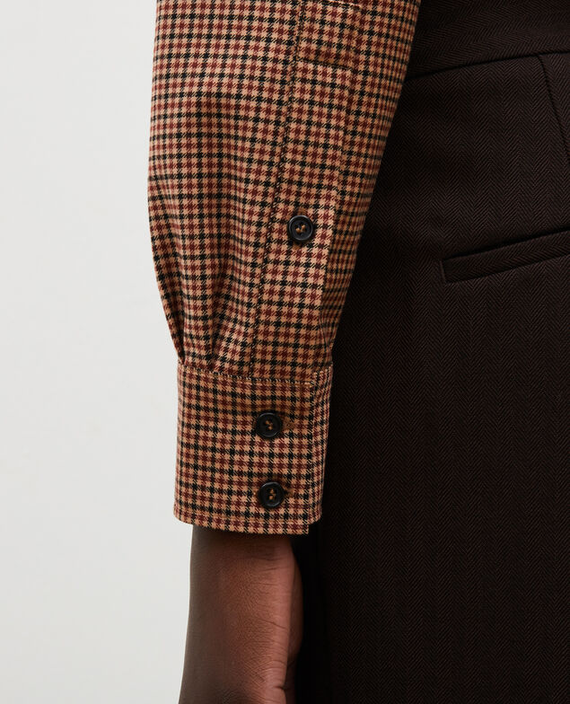 Fine wool boyfriend shirt Little check latte