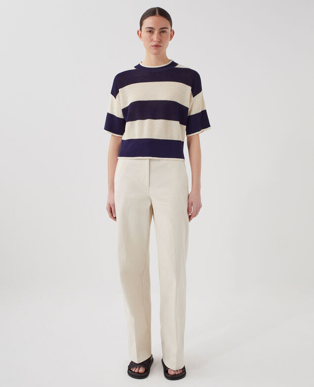 Short-sleeve cropped linen jumper H692 large baritone