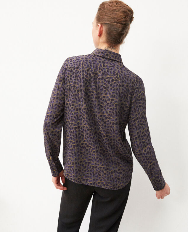 Straight-cut shirt Dot leaves olive night