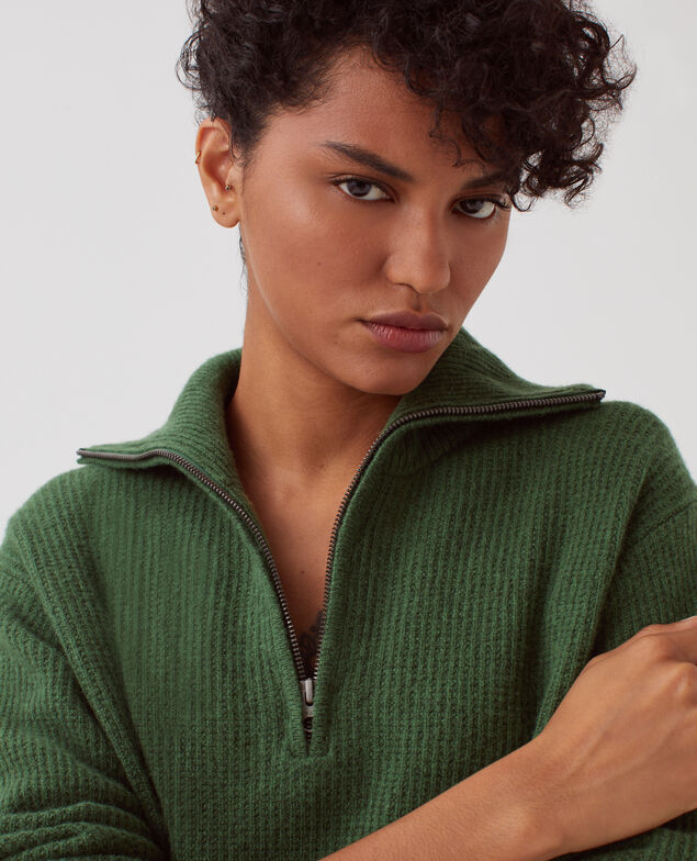 Half-zip wool jumper U550 green