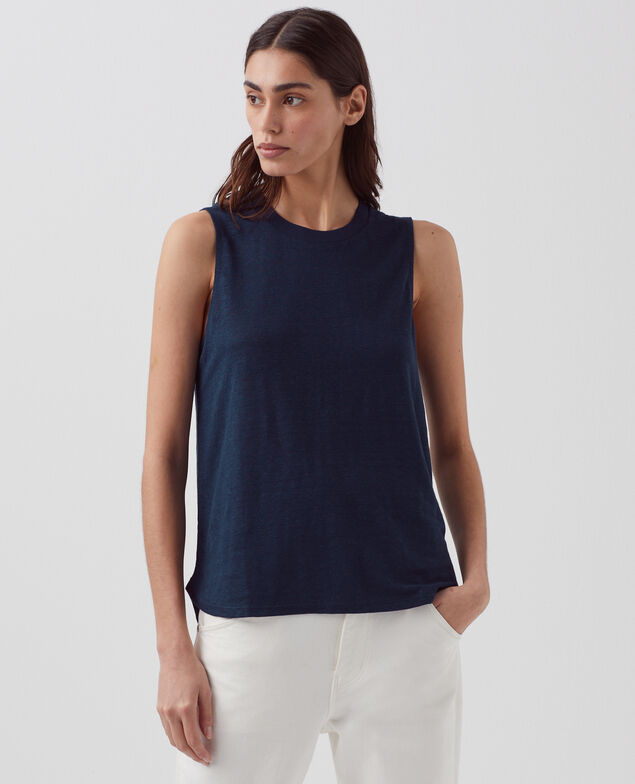 MARCELLE - Linen tank top H695 night sky