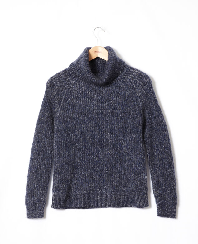 Mohair blend roll neck jumper Medieval blue/noir/off white
