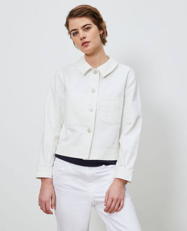 Short cotton jacket Optical white