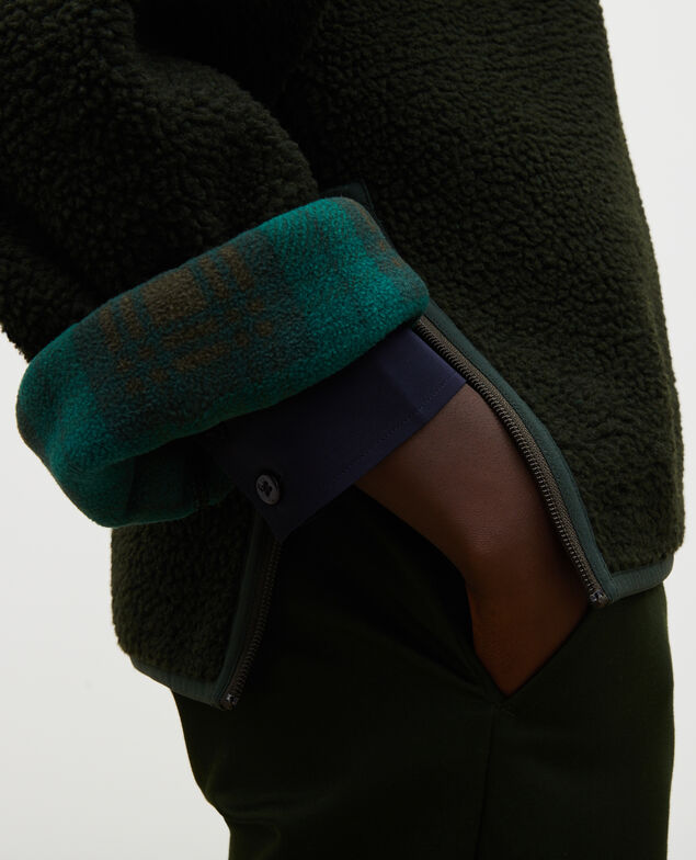 Fleece half-zip jumper with tartan collar Scarab