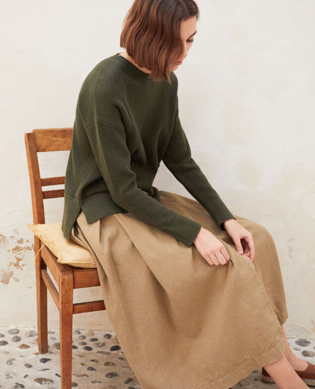 Round neck jumper Olive green