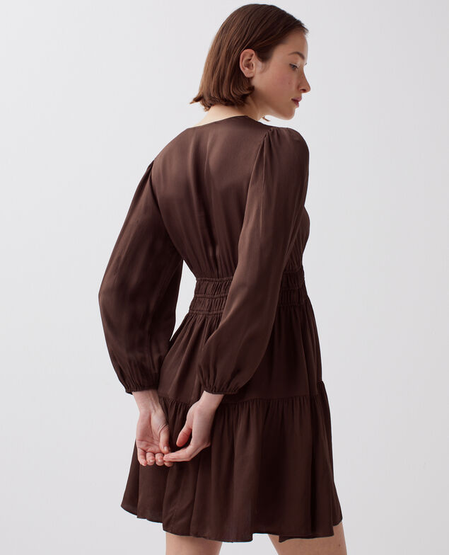 Floaty mini dress I390 coffee bean