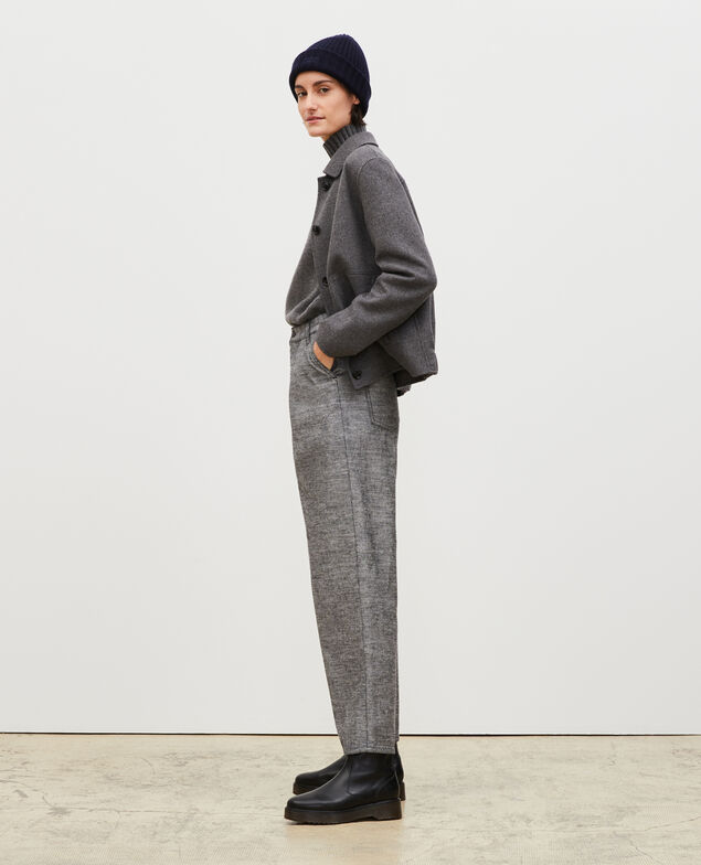 PLEATED - Wide grey denim trousers Grey wash