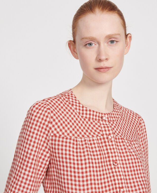 Linen blouse Vichy ketchup buttercream
