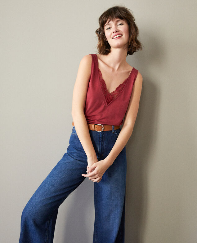 Vest top with lace Rio red