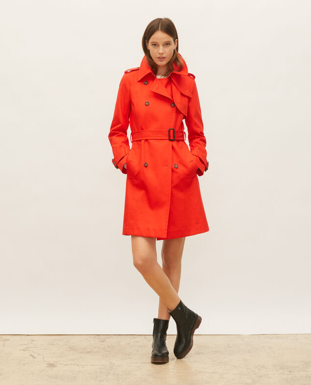 CATHERINE - Iconic cotton trench Fiery red
